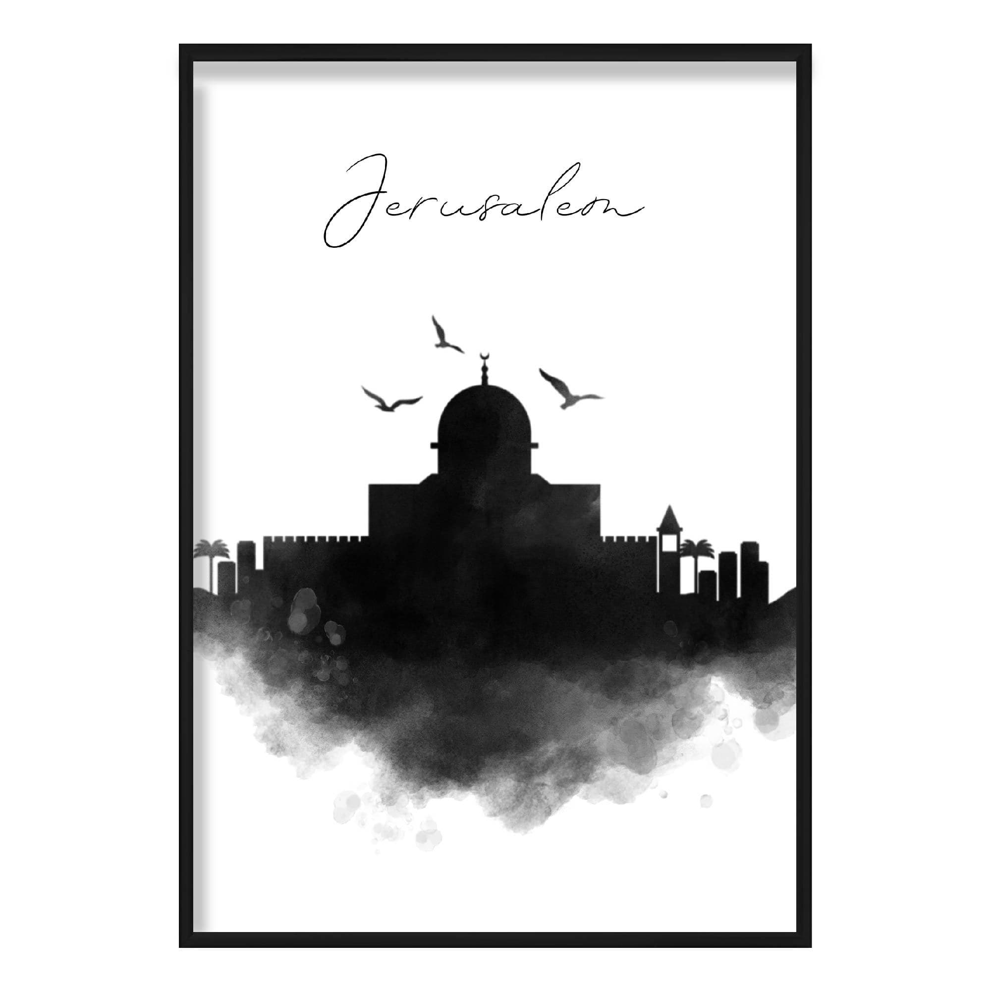 Jerusalem Watercolour Skyline Cityscape Print