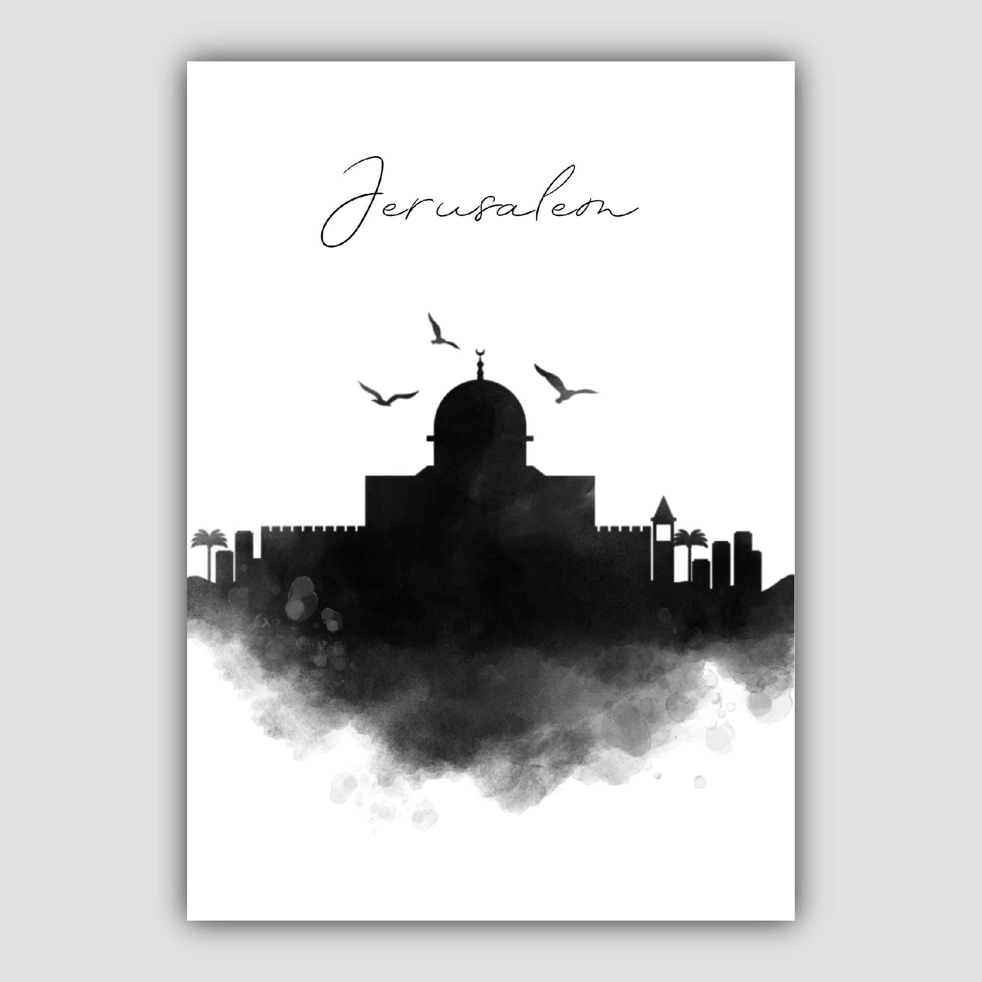 Jerusalem Watercolour Skyline Cityscape Print