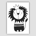 Lion Black & White Scandinavian Nursery Poster