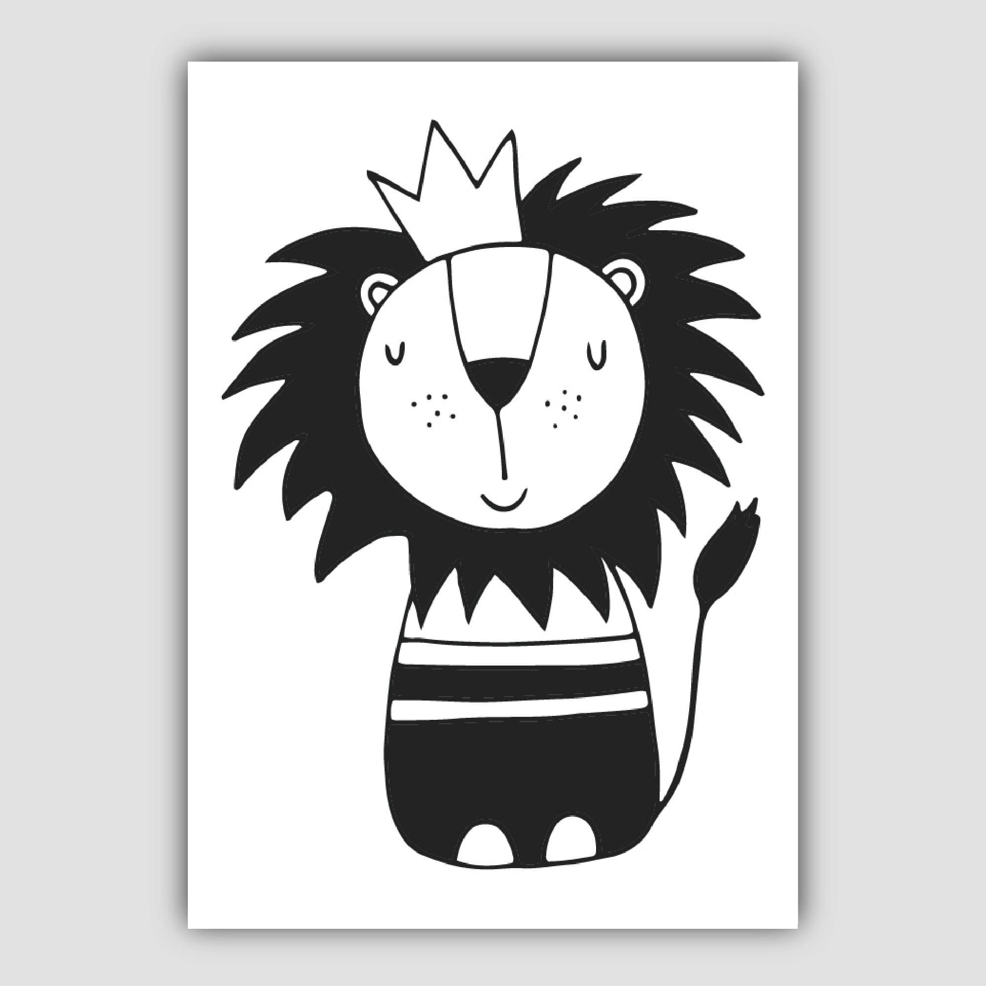 Lion Black & White Scandinavian Nursery Poster