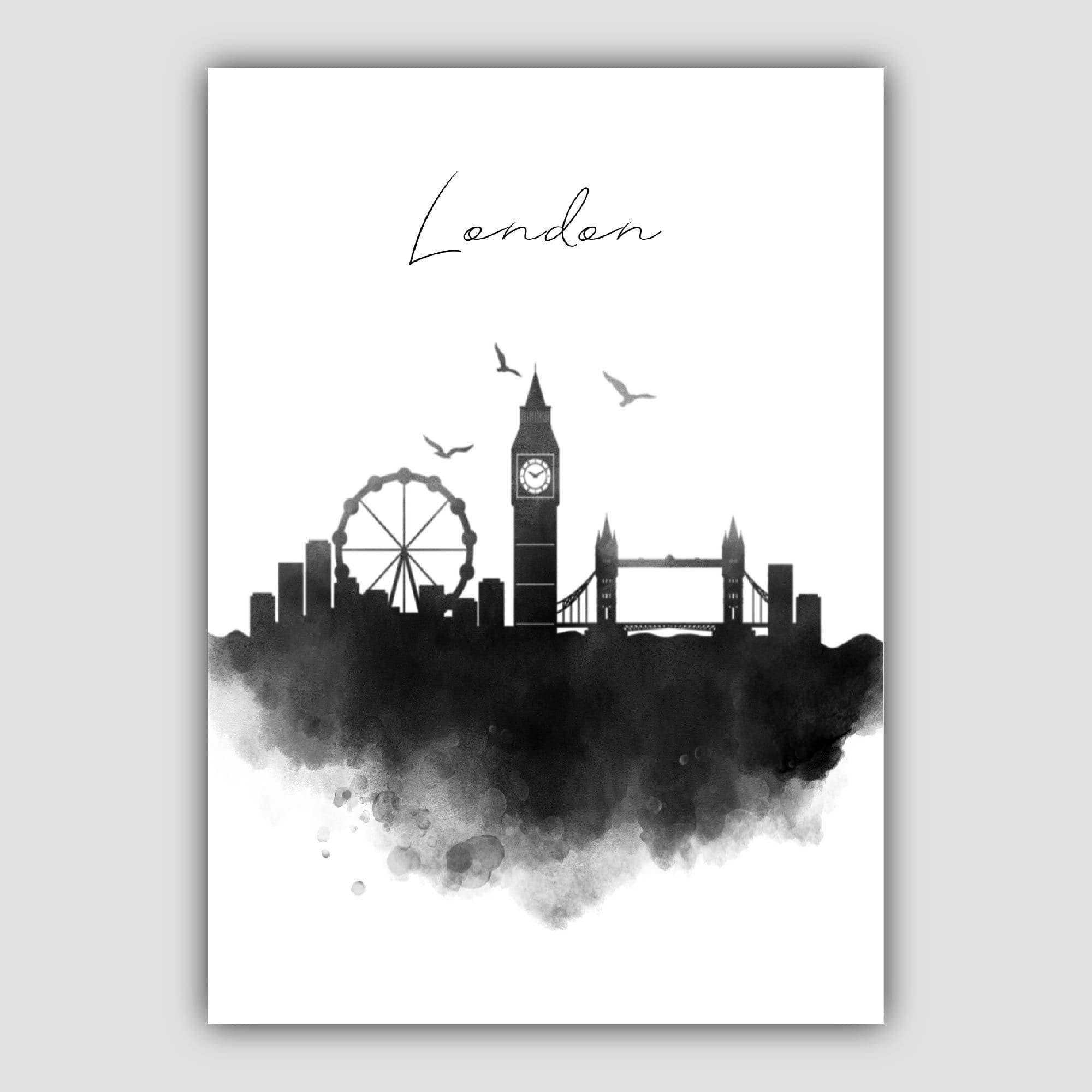 London Watercolour Skyline Cityscape Print