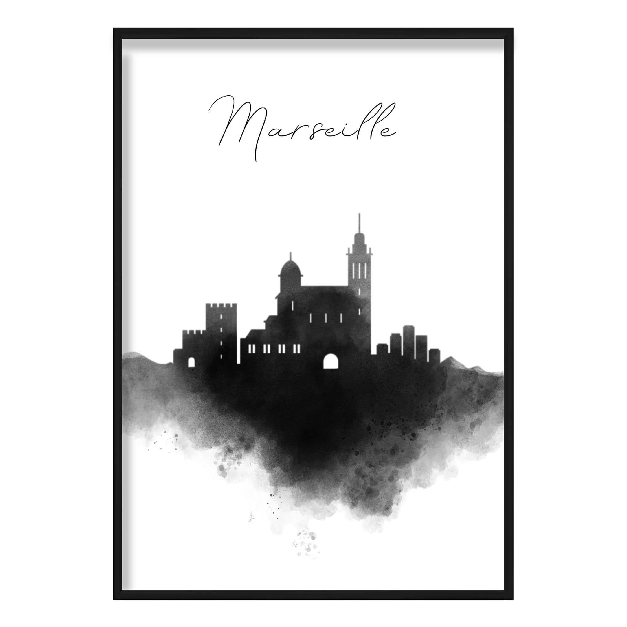 Marseille Watercolour Skyline Cityscape Print