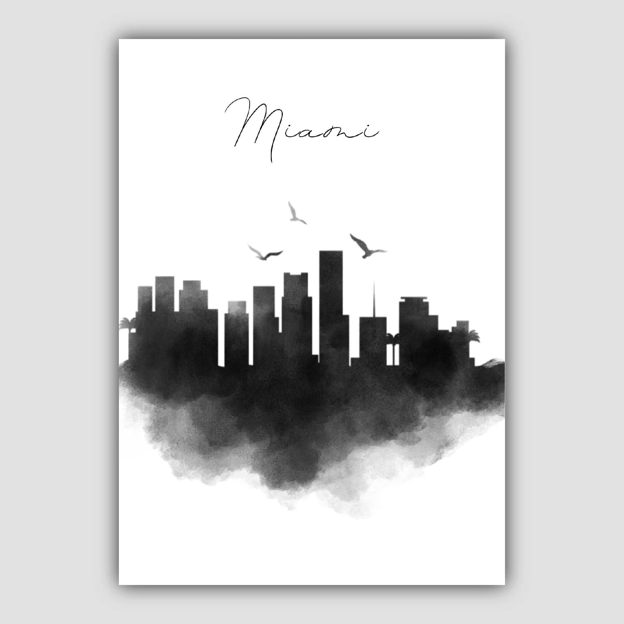 Miami Watercolour Skyline Cityscape Print