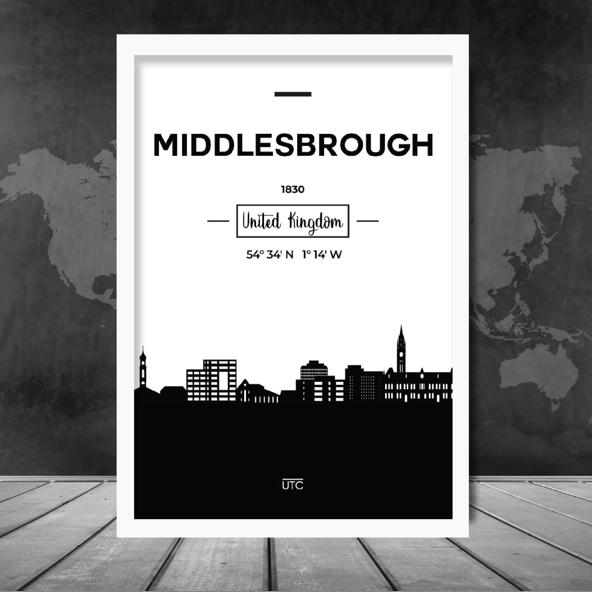 Middlesbrough City Skyline Cityscape Print