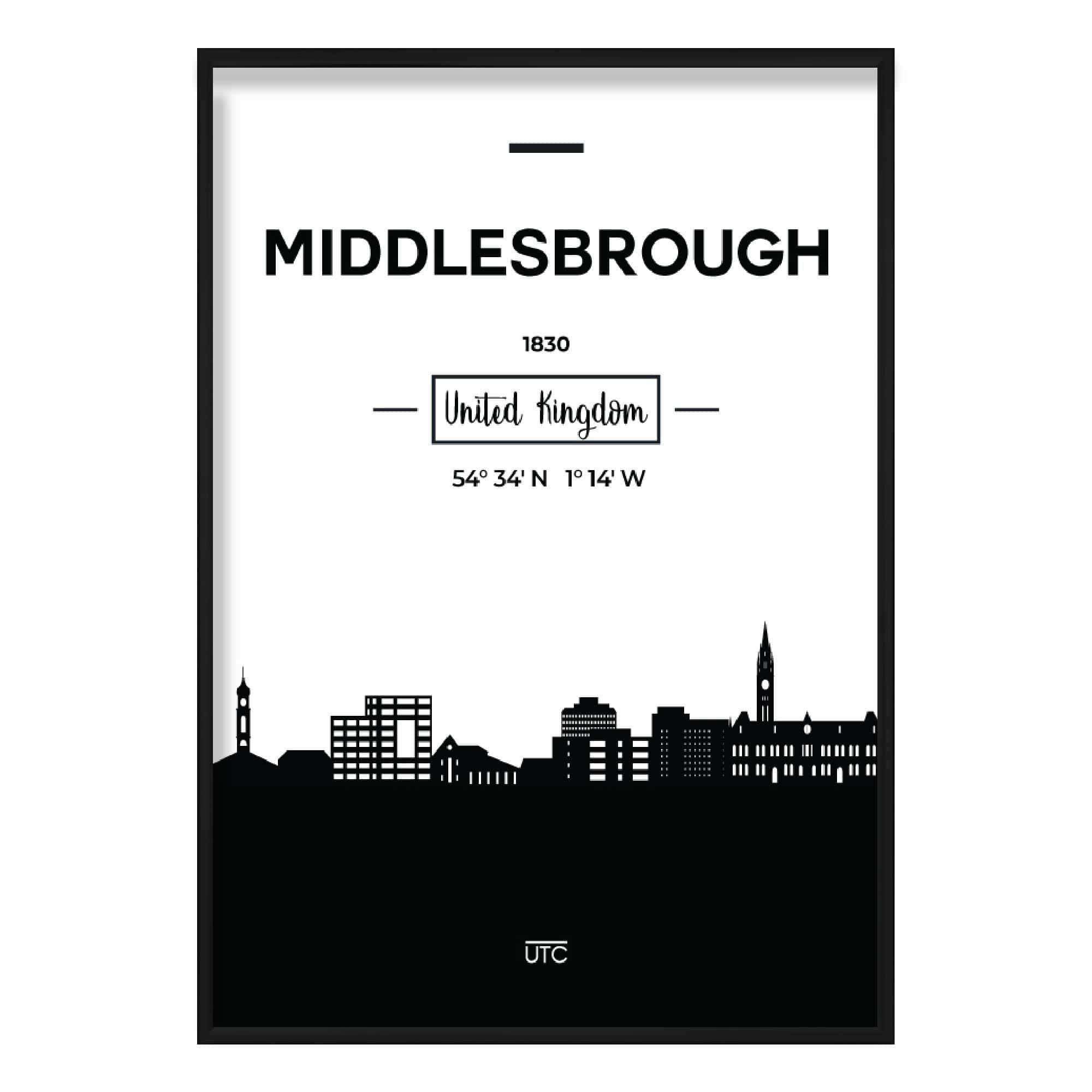 Middlesbrough City Skyline Cityscape Print