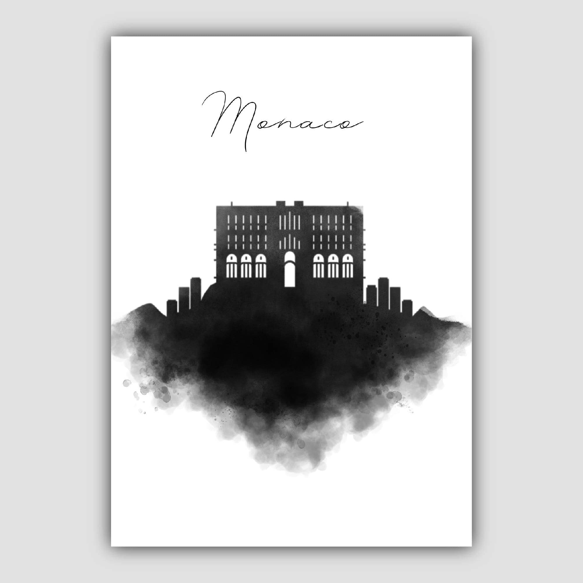 Monaco Watercolour Skyline Cityscape Print