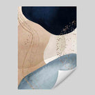 Set of 3 Abstract Art Prints Navy, Blue Beige and Gold