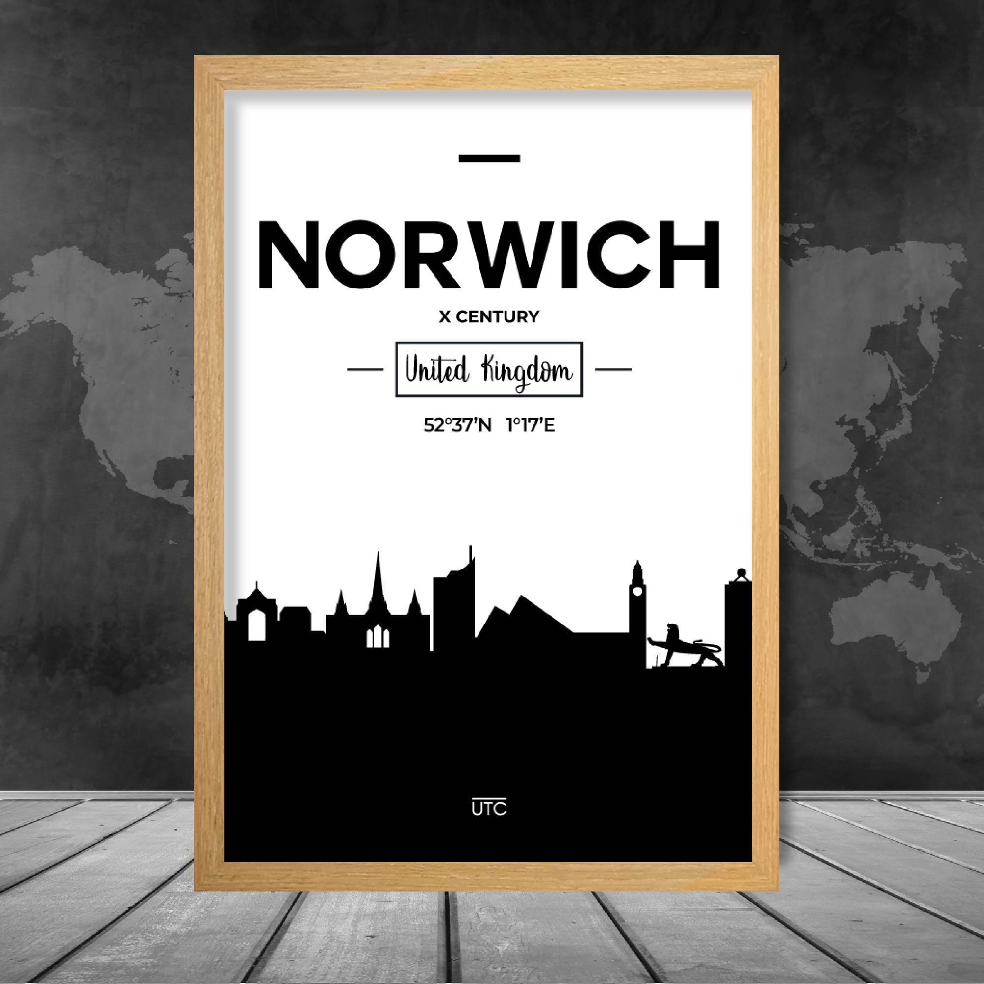 Norwich City Skyline Cityscape Print