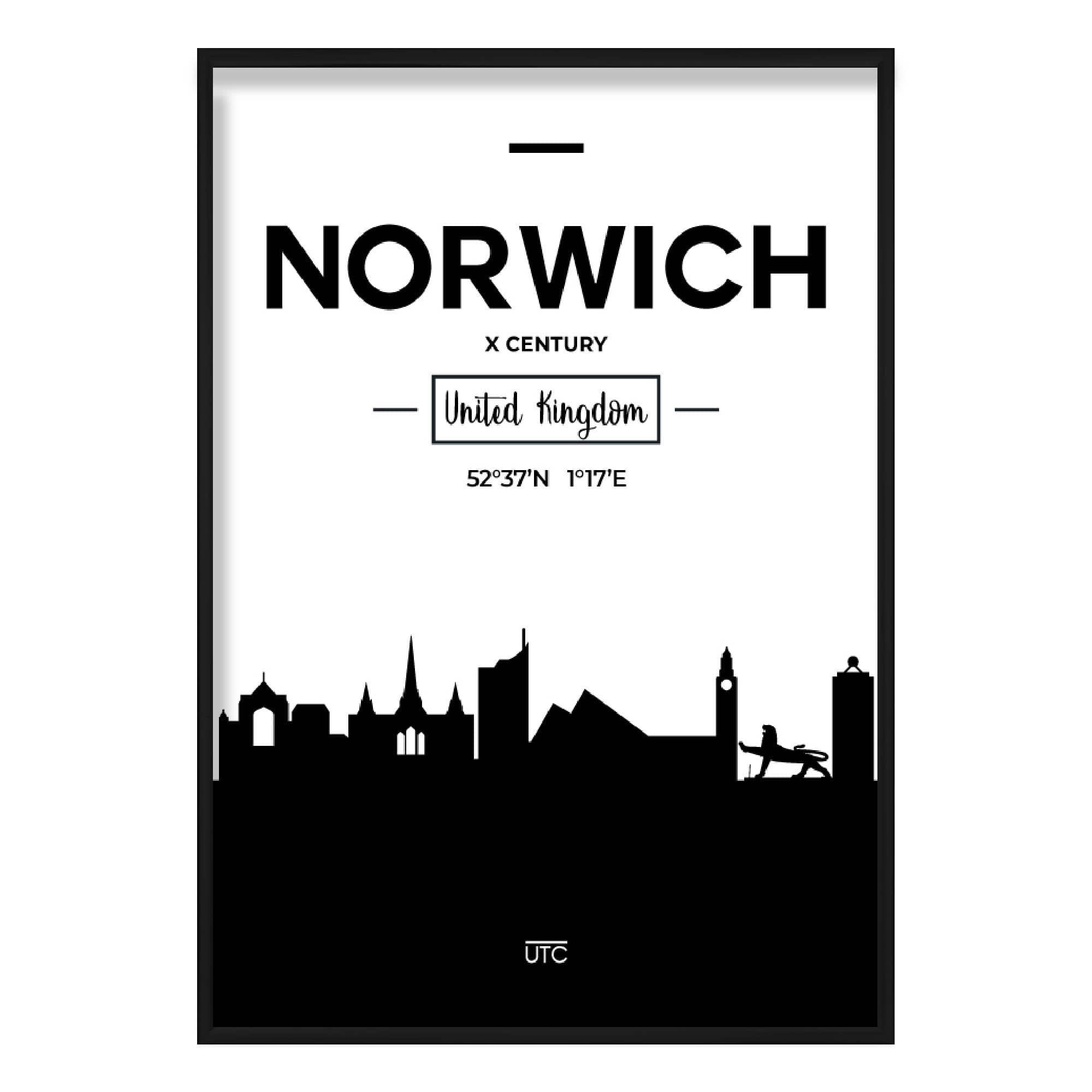 Norwich City Skyline Cityscape Print