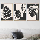 Set of 3 Black Graphical Monstera Botanical Art Prints