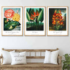 Vintage Tropical Flowers Botanical Set of 3 Wall Art Prints