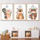 NURSERY Set of 3 Tribal Squirrel, Tiger, Monkey Wall Art Quote Prints
