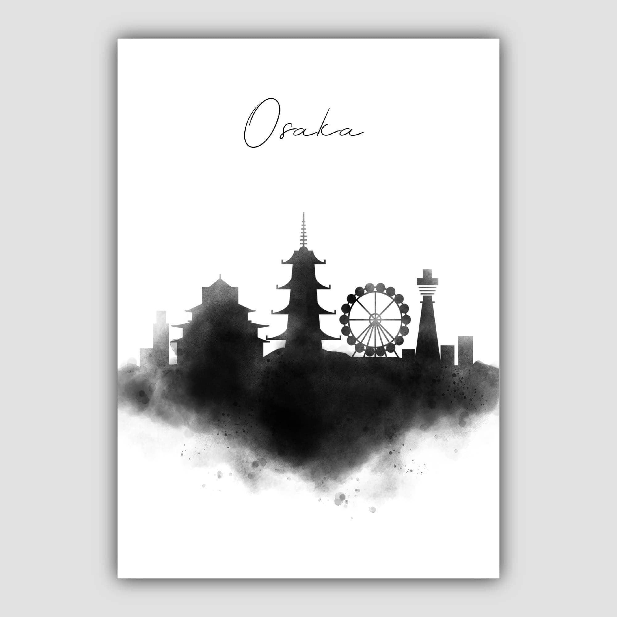 Osaka Watercolour Skyline Cityscape Print