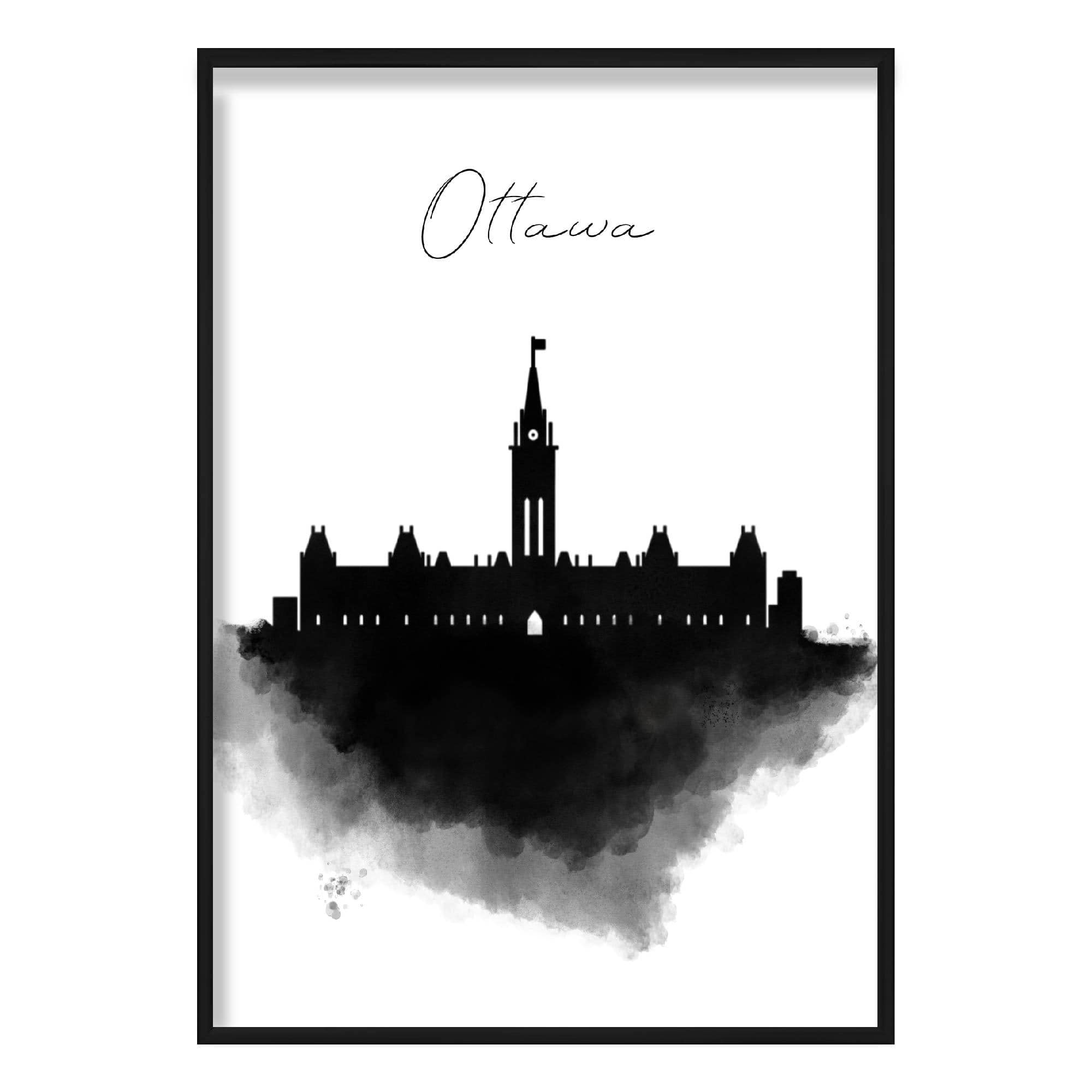 Ottawa Watercolour Skyline Cityscape Print