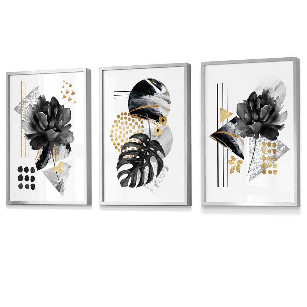 Abstract Black and Gold Botanical Wall Art Prints / Framed | Artze Wall Art UK