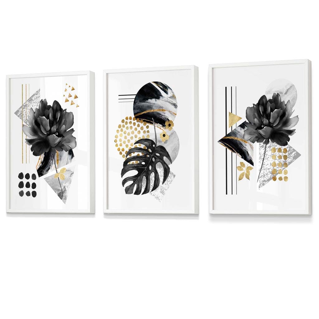 Abstract Black and Gold Botanical Wall Art Prints / Framed | Artze Wall Art UK
