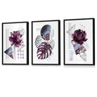 Abstract Purple and Silver Grey Floral Framed Wall Art Prints | Artze Wall Art UK