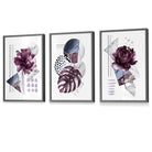 Abstract Purple and Silver Grey Floral Framed Wall Art Prints | Artze Wall Art UK