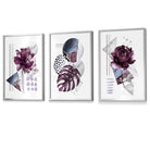 Abstract Purple and Silver Grey Floral Framed Wall Art Prints | Artze Wall Art UK