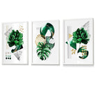 Abstract Green Gold Floral Set of 3 Framed Wall Art | Artze Wall Art UK