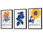 Blue & Yellow Set of 3 Floral Boho Sunflower Framed Wall Art Prints | Artze Wall Art UK
