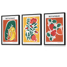 Flower Market Prints in Green, FRAMED Set of 3 with Flowers of London, Edinburgh, Dublin | Artze Wall Art UK