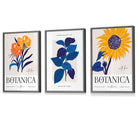 Blue & Yellow Set of 3 Floral Boho Sunflower Framed Wall Art Prints | Artze Wall Art UK