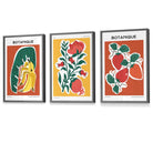 Flower Market Prints in Green, FRAMED Set of 3 with Flowers of London, Edinburgh, Dublin | Artze Wall Art UK
