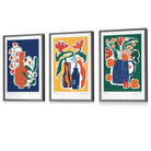 Flower Market Prints in Green, FRAMED Set of 3 with Flowers of London, Edinburgh, Dublin | Artze Wall Art UK