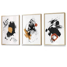 Set of 3 Black and Yellow Prints of Abstract Oil Paintings Wall Art Prints / Framed | Artze Wall Art UK