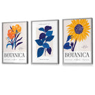 Blue & Yellow Set of 3 Floral Boho Sunflower Framed Wall Art Prints | Artze Wall Art UK