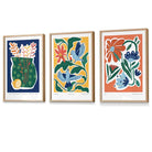 Flower Market Prints in Green, FRAMED Set of 3 with Flowers of London, Edinburgh, Dublin | Artze Wall Art UK