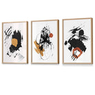 Set of 3 Black and Yellow Prints of Abstract Oil Paintings Wall Art Prints / Framed | Artze Wall Art UK