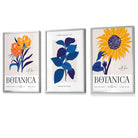 Blue & Yellow Set of 3 Floral Boho Sunflower Framed Wall Art Prints | Artze Wall Art UK