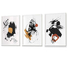 Set of 3 Black and Yellow Prints of Abstract Oil Paintings Wall Art Prints / Framed | Artze Wall Art UK