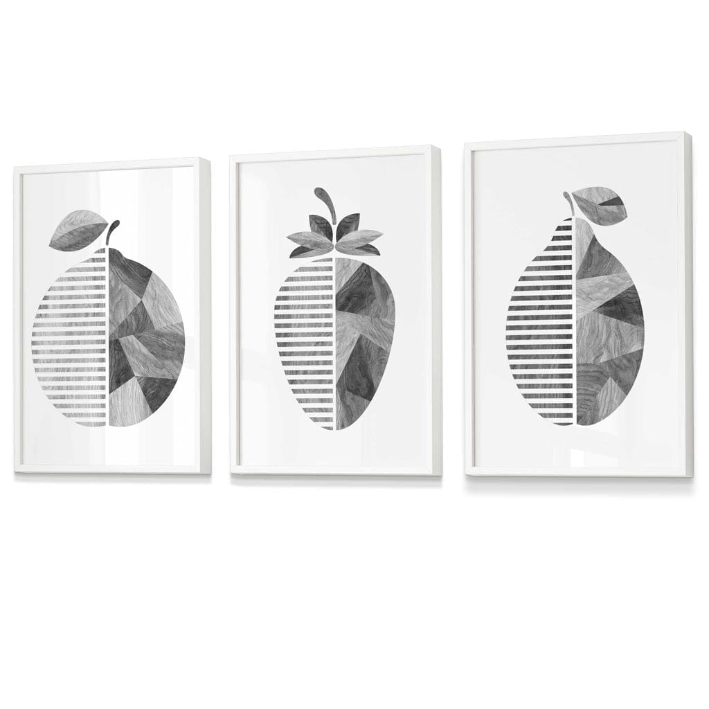 Grey Woodgrain Orange Strawberry Lemon Wall Art Prints / Framed | Artze Wall Art UK