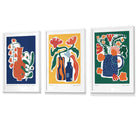 Flower Market Prints in Green, FRAMED Set of 3 with Flowers of London, Edinburgh, Dublin | Artze Wall Art UK