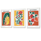 Flower Market Prints in Green, FRAMED Set of 3 with Flowers of London, Edinburgh, Dublin | Artze Wall Art UK