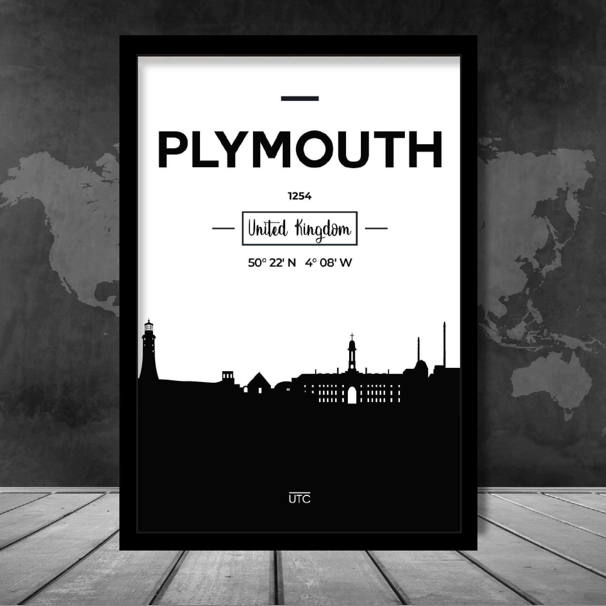Plymouth City Skyline Cityscape Print