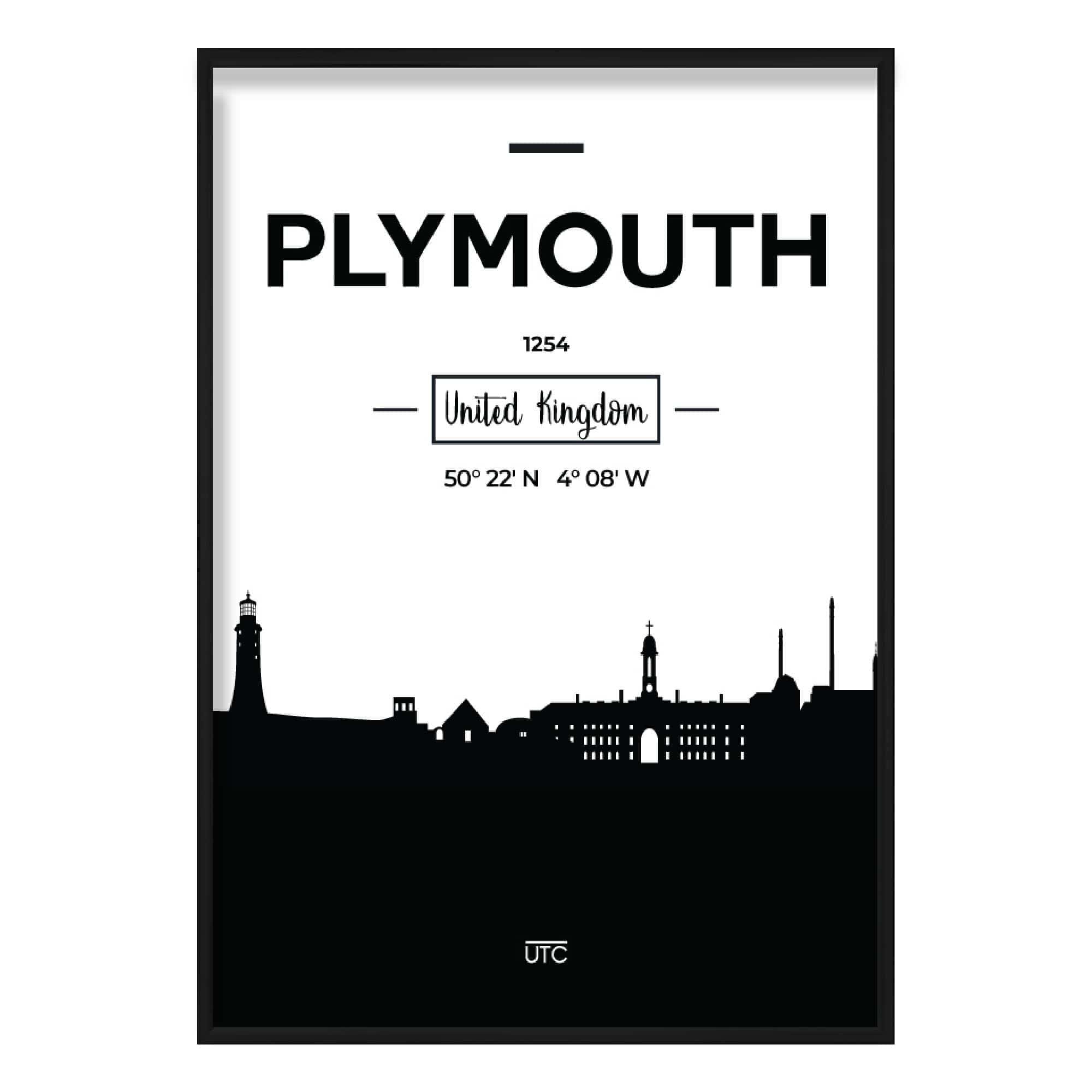 Plymouth City Skyline Cityscape Print