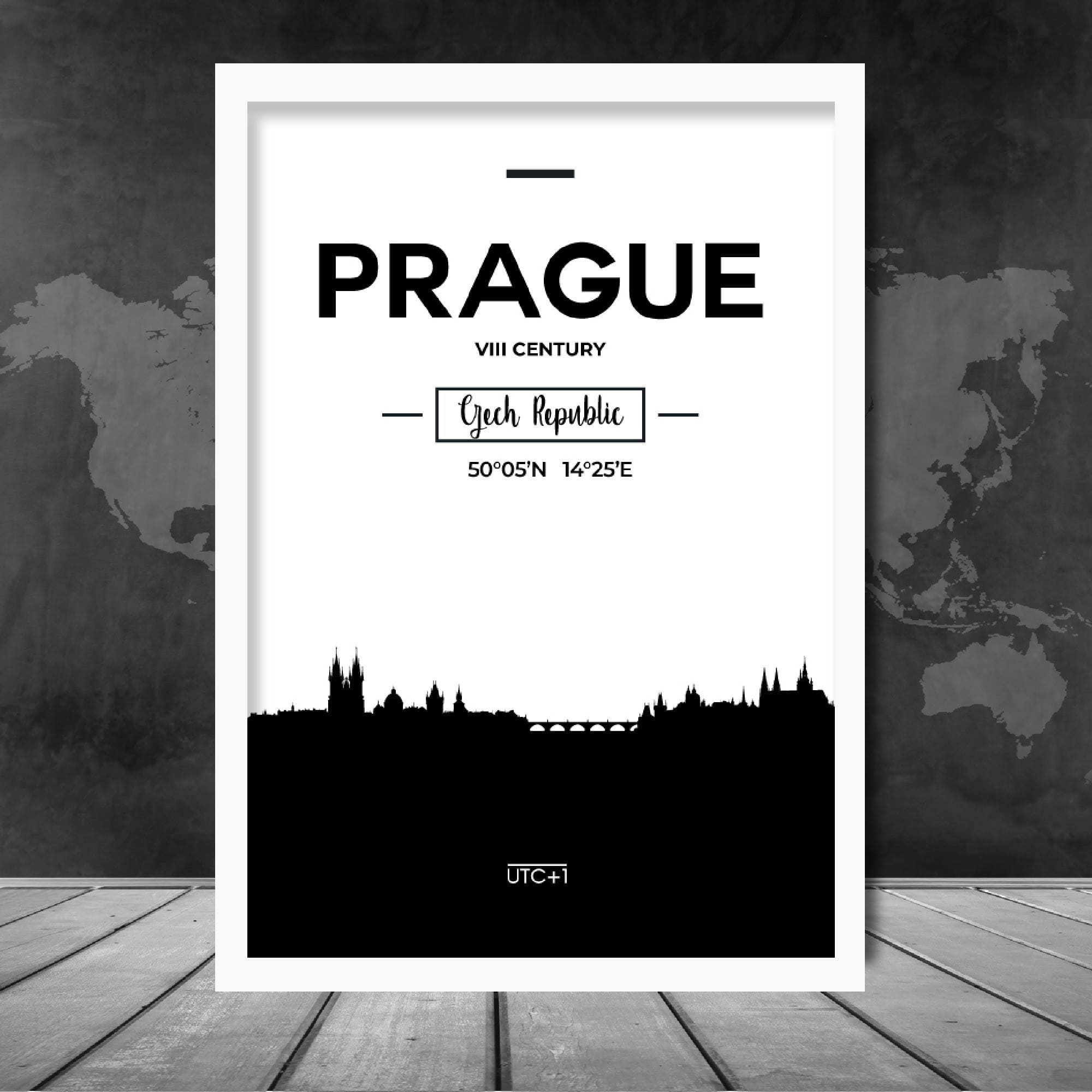 Prague City Skyline Cityscape Print
