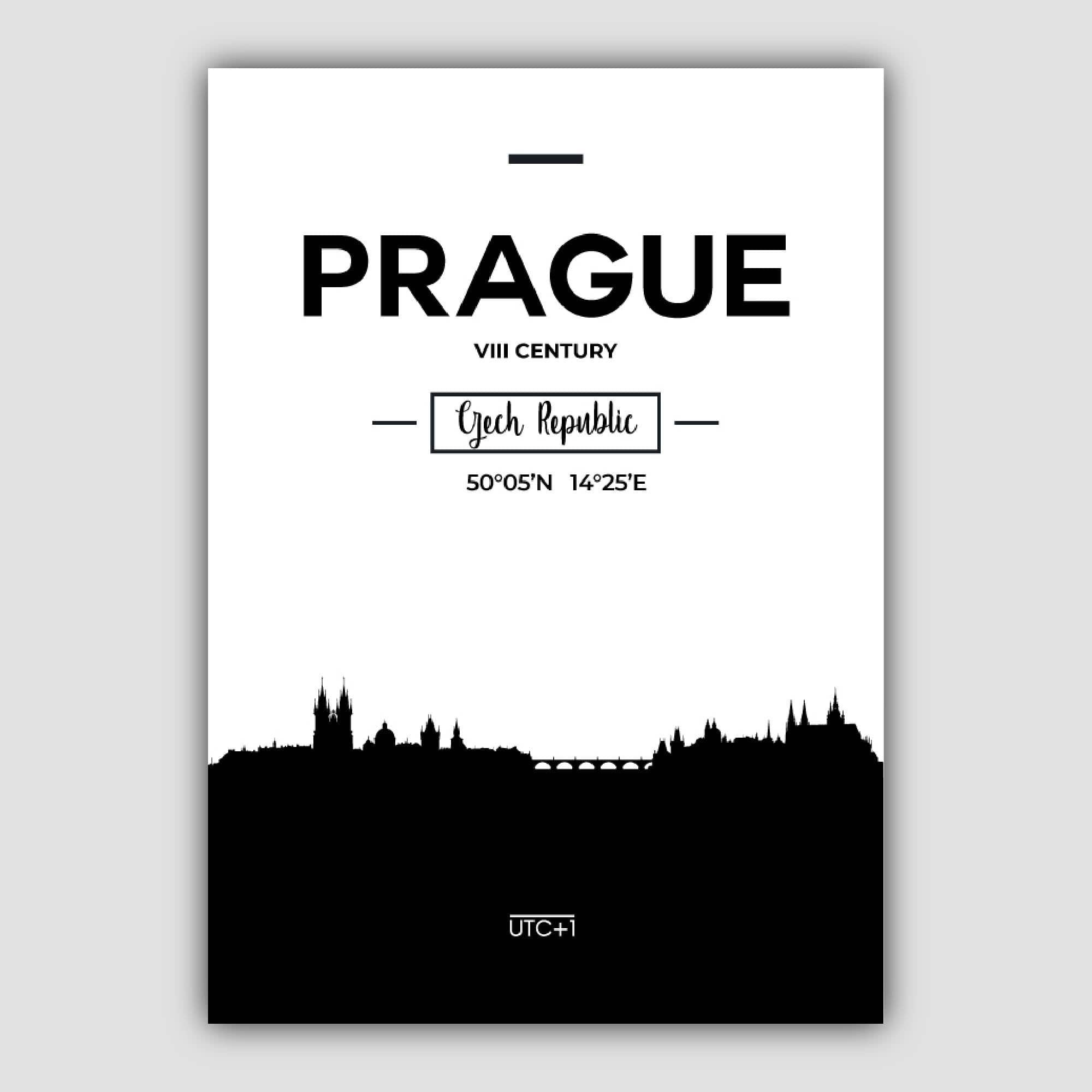 Prague City Skyline Cityscape Print