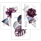 Abstract Purple and Silver Grey Floral Framed Wall Art Prints | Artze Wall Art UK