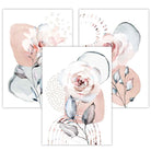 Abstract Blush Pink and Grey Floral Framed Wall Art Prints | Artze Wall Art UK