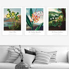 Vintage Botanical Medicinal Flowers Set of 3 Wall Art Prints