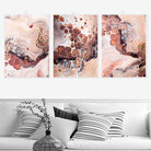 Set of 3 Abstract Beige Brown Terracotta Fluid Wall Art Prints