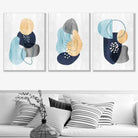 Abstract Navy Grey Yellow Set of 3 Art Prints