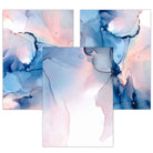Blue and Blush Pink Abstract Wall Art Set of 3 Posters