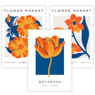 Blue & Orange Flower Market Framed Wall Art Prints | Artze Wall Art UK