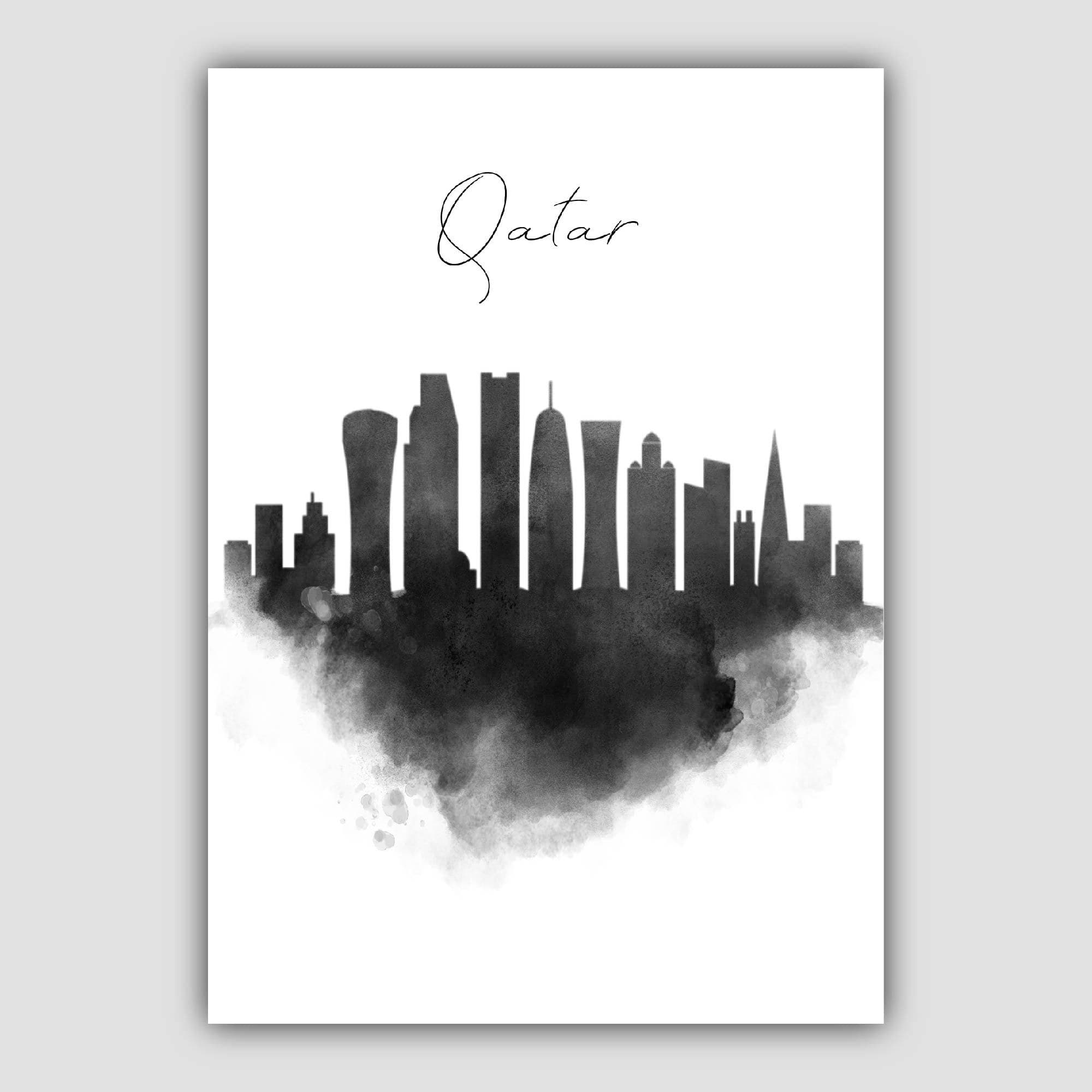 Qatar Watercolour Skyline Cityscape Print